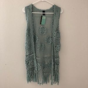 M.A.K sweater Blue crochet vest